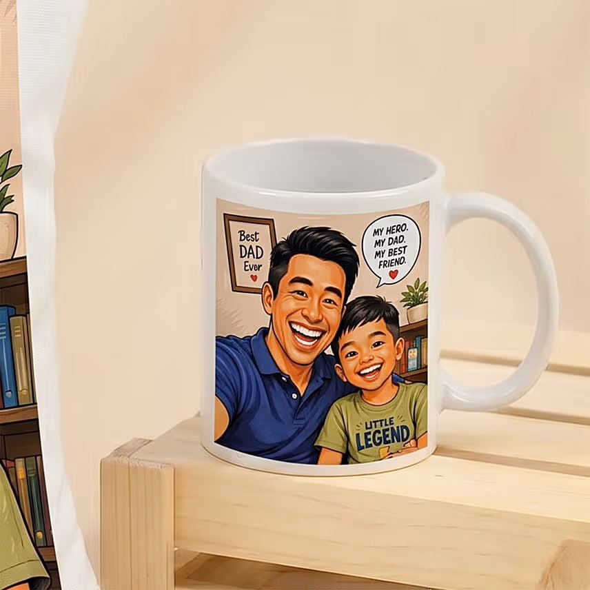 My Hero, My Dad - Comic Style Cushion & Mug Gift Set