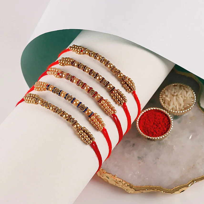 Sneh Colourful Pearl Rakhi Set Of 5