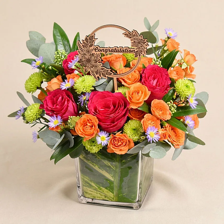 Congratulations Flowers Vase