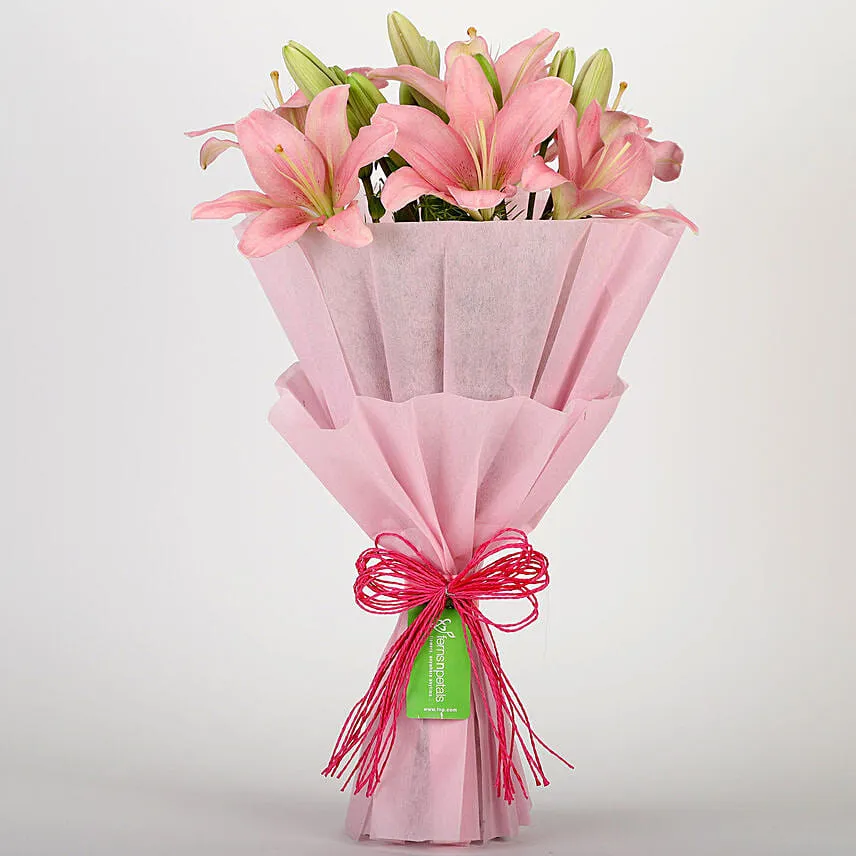 Admirable Asiatic Pink Lilies Bunch