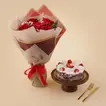 Red Roses Bouquet n Black Forest Cake Combo - Roses and Cake