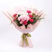 Elegant Happy Birthday Flower Bouquet with Pink Roses and Carnations