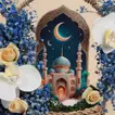 Elegant Bloom Basket with Mosque Décor