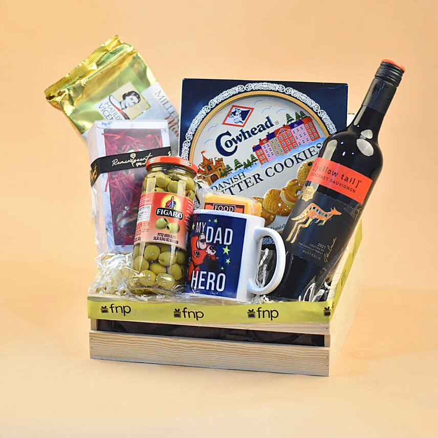 Yummy Treats & Premium Wine Hamper For Dad