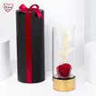 Exquisite Luxury Red Forever Rose in Elegant Gold Glass Vase