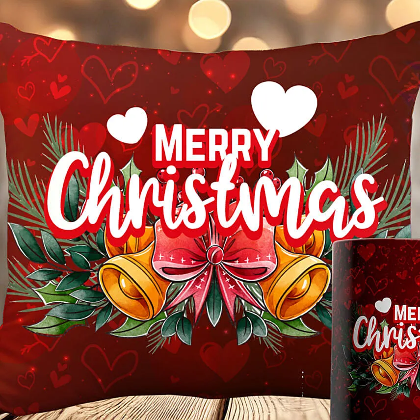 Holly Christmas Wishes Cushion And Mug
