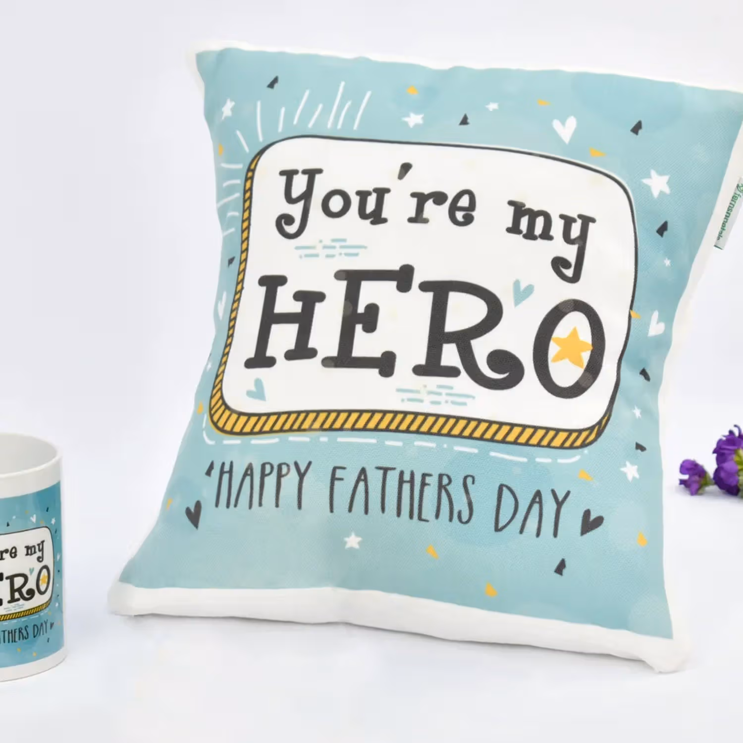 You're My Hero Dad Gift Combo - Cushion and Mug Set for Father's Day