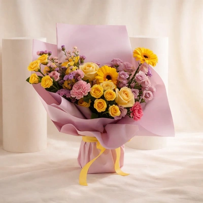 Radiant Pastel Delight Bouquet - A Symphony of Spring Colors