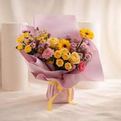 Radiant Pastel Delight Bouquet - A Symphony of Spring Colors