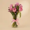 Elegant Pink Tulips & Statice in Glass Vase - Arrangement