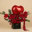 Valentine Day Red Roses n Heart Shape Balloon