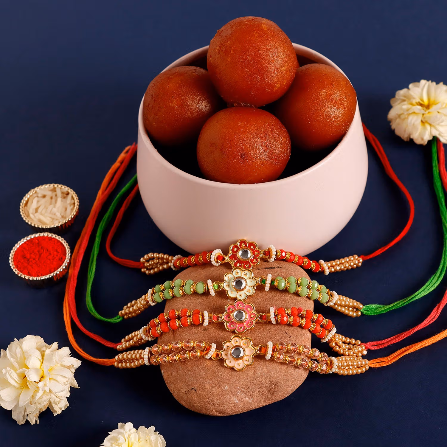 Sneh Meenakari Rakhi Set & Gulab Jamun