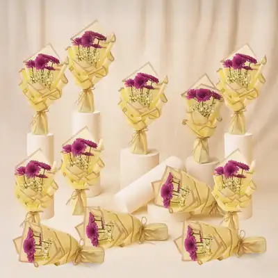 Purple Chrysanthemum Mini Flower Bouquets - 12 Bouquets