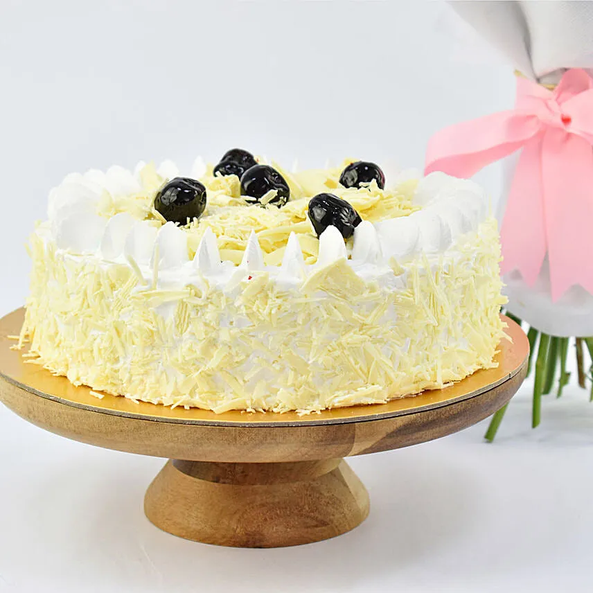 Sugar Free White Forest Cake and Flowers