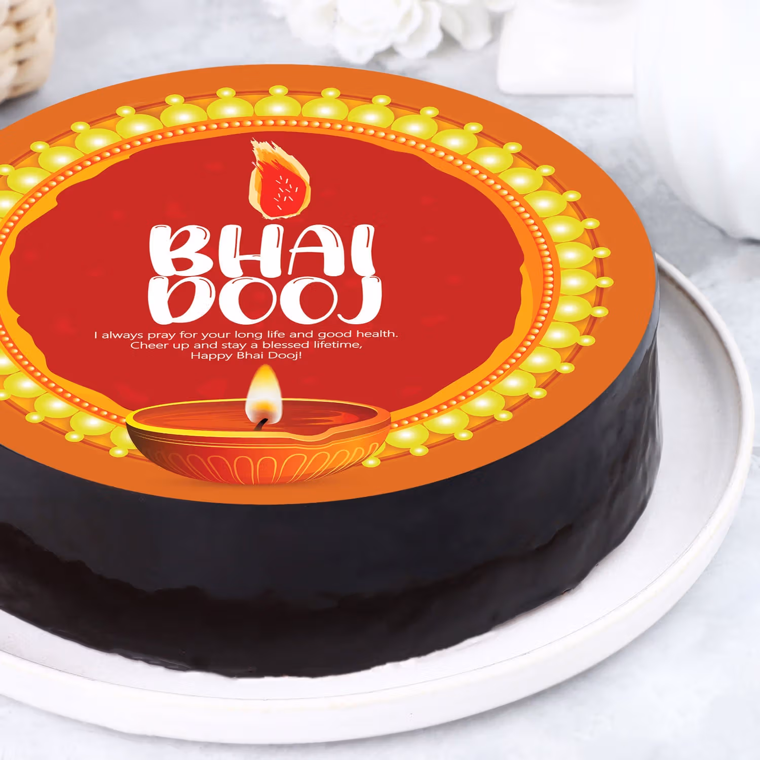 Exquisite Bhai Dooj Wishes Chocolate Cake - Half Kg Delight