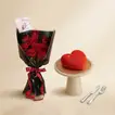 Red Rose Bouquet n Heart Shape Cake