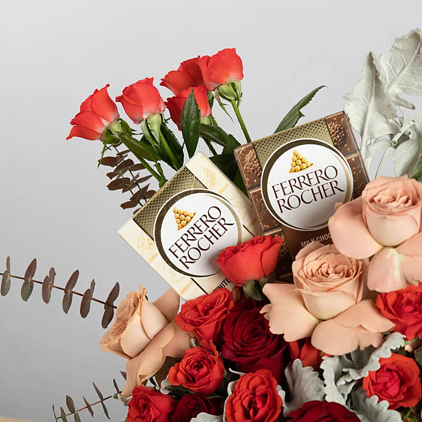 Majestic Roses Jar with Ferrero Chocolate Bars