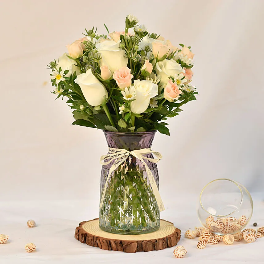 Radiant Love Medley Arrangement in Crystal Embrace Vase