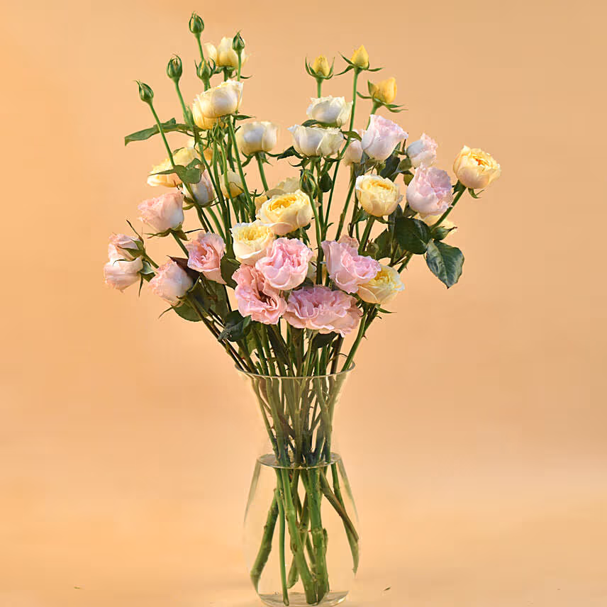 Mixed Spray Roses Oval Shaped Vase