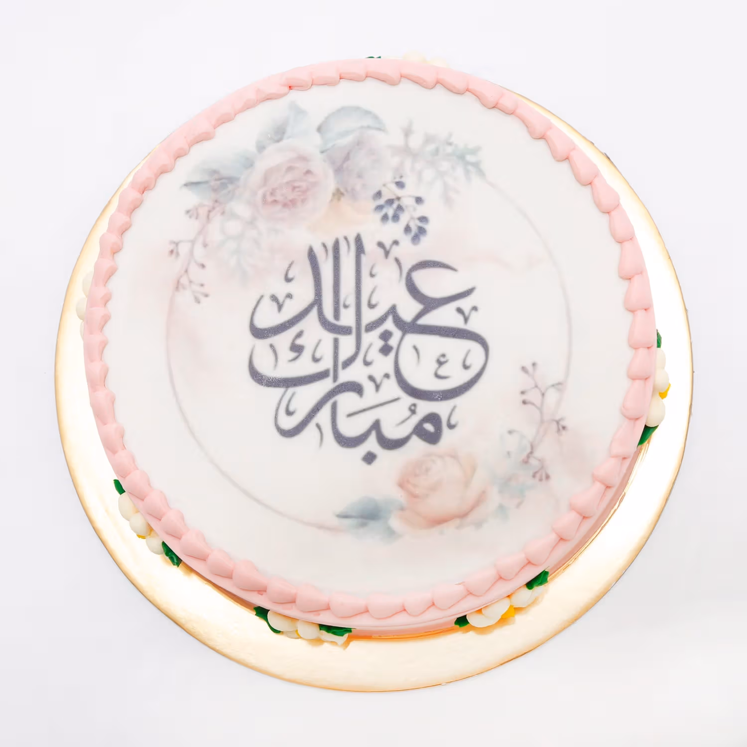 Eid Mubarak Red Velvet Cake - Elegant Floral Design, 1.2 Kg