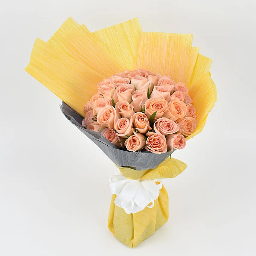 35 Peach Rose Bouquet