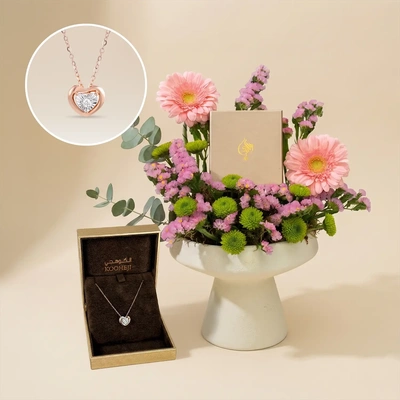 Blossoms & Elegance: Pink Gerberas - With Pendant