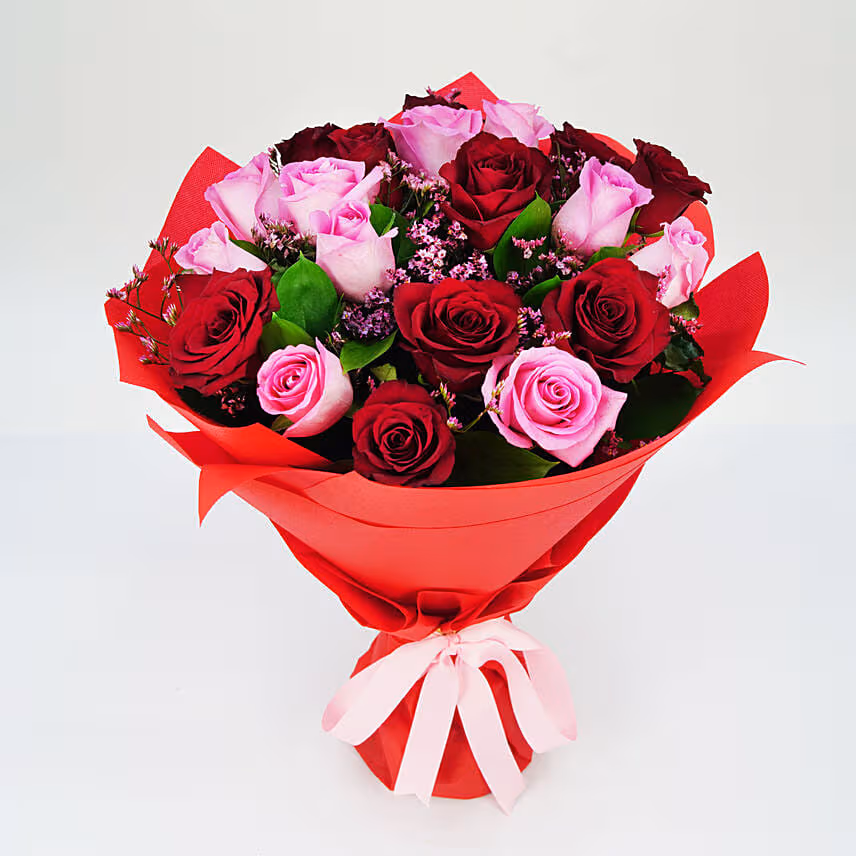 10 Pink & 10 Red Roses Bouquet