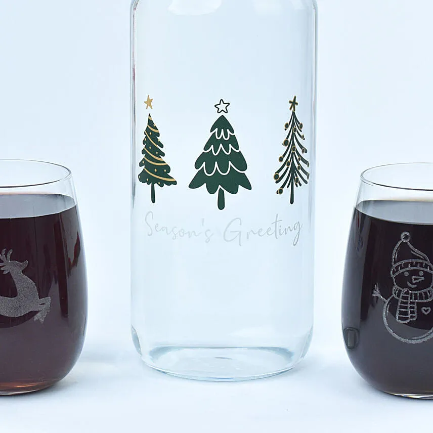 Season's Greetings Bottle and Glass Combo