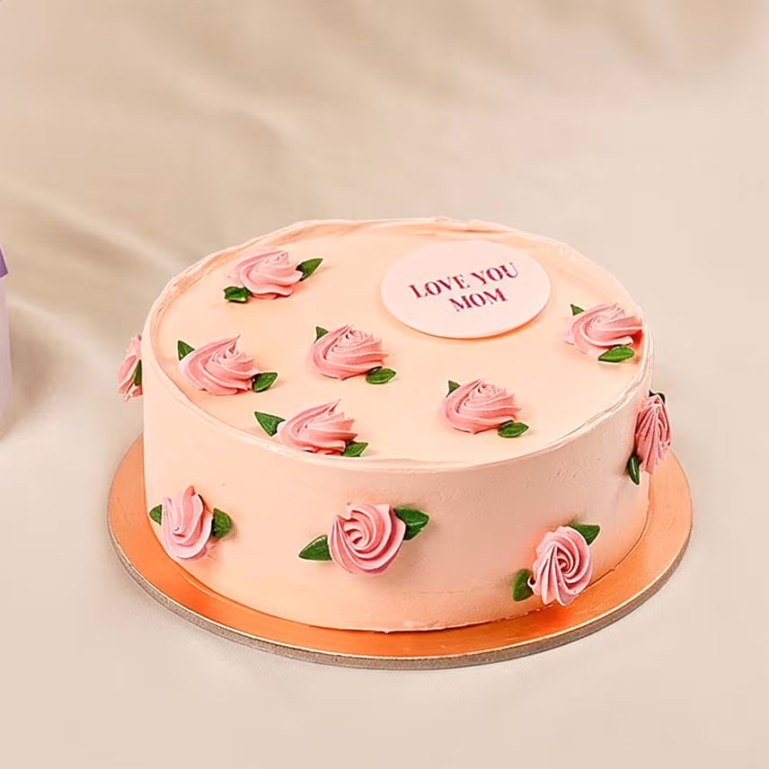 Elegant Tulips Bouquet with Cake for Mom