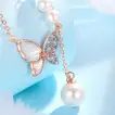 Elegant Enchanted Butterfly Pearl Necklace – Luxurious 925 Sterling Silver with Rose Gold