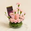 Pink Carnations With Godiva Chocolate n Candle 