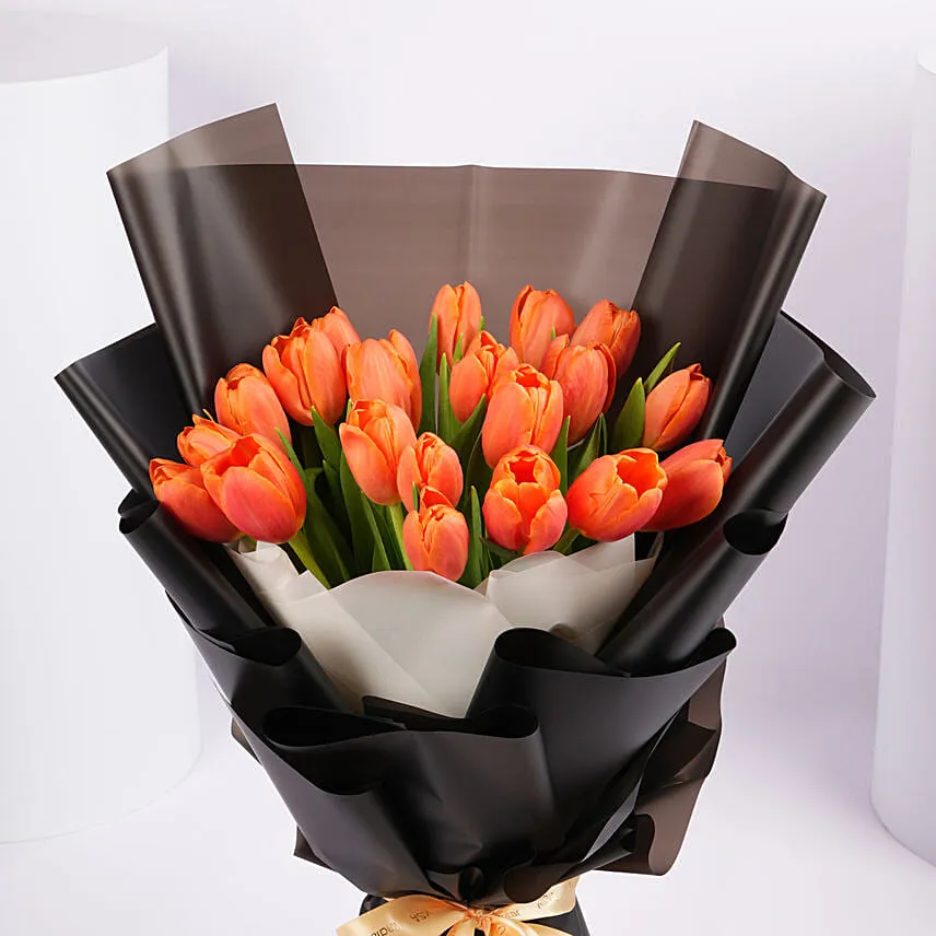 Premium Orange Tulips Bouquet