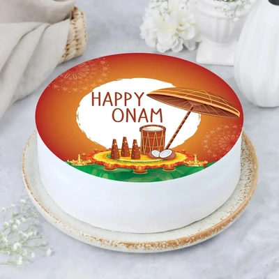 Onam Celebration Chocolate Photo Cake - Half Kg