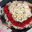 Luxurious Premium Rocher Bouquet with Red Roses and Ferrero Chocolates