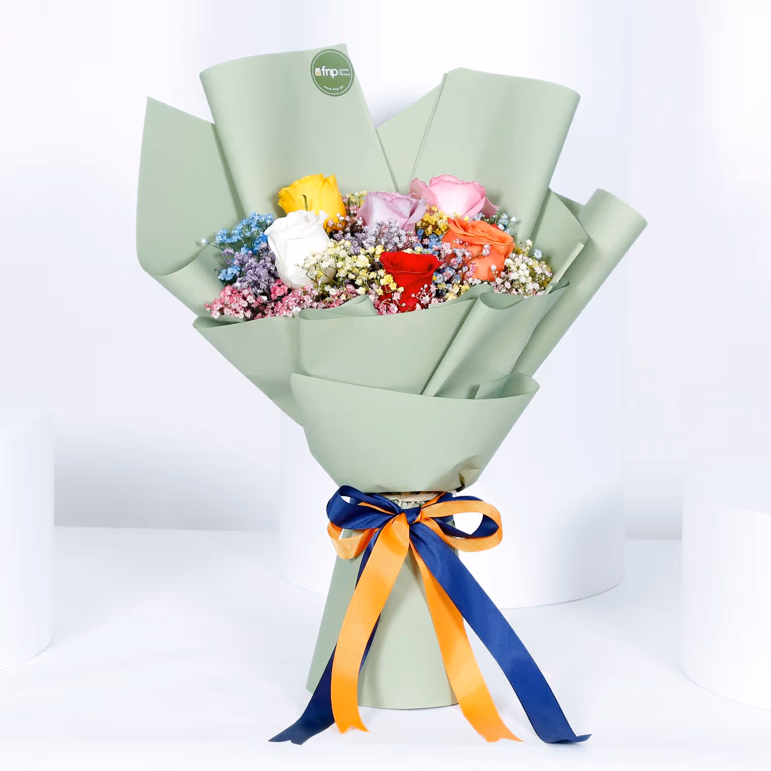 Exquisite Chocolate Birthday Cake with Vibrant Rose Bouquet