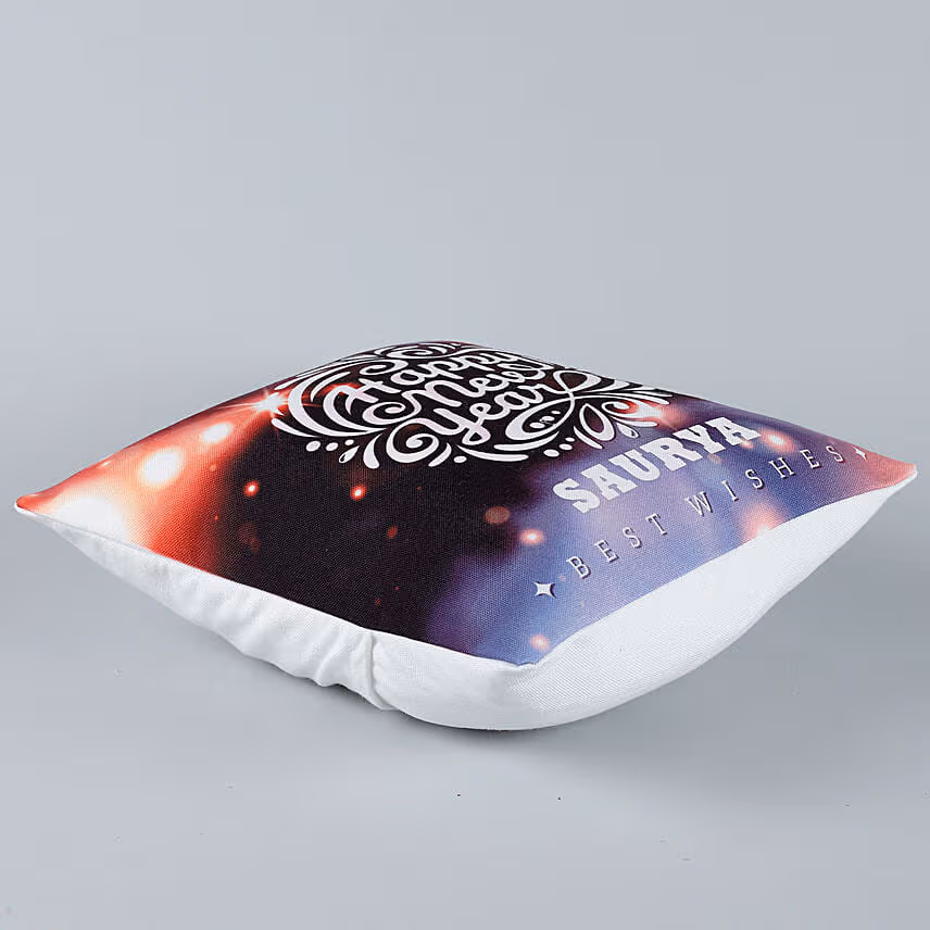 Colourful Happy New Year Personalised Led Cushion