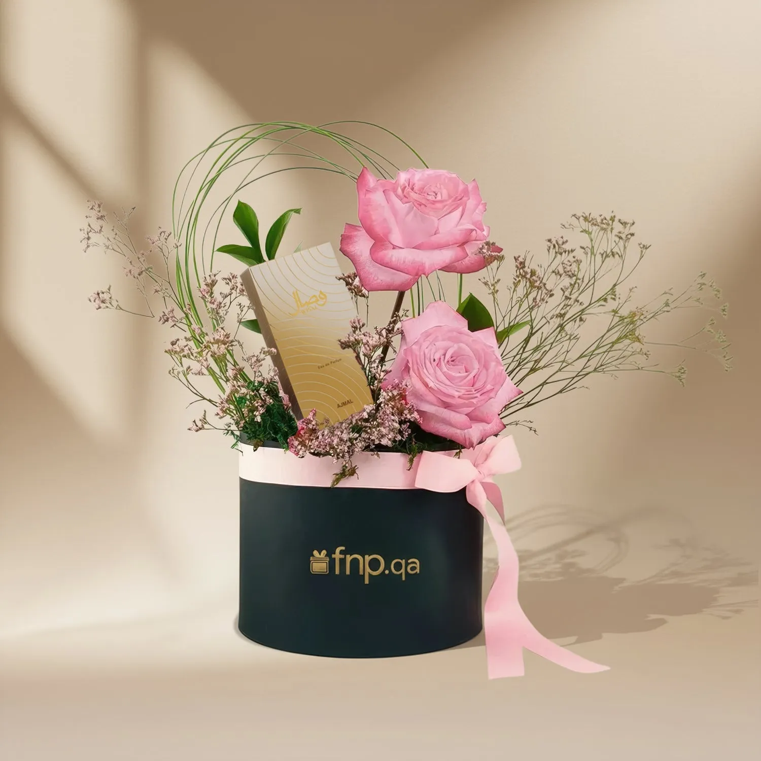 Elegant Pink Rose Luxury Flower Box with Wisal Unisex Perfume