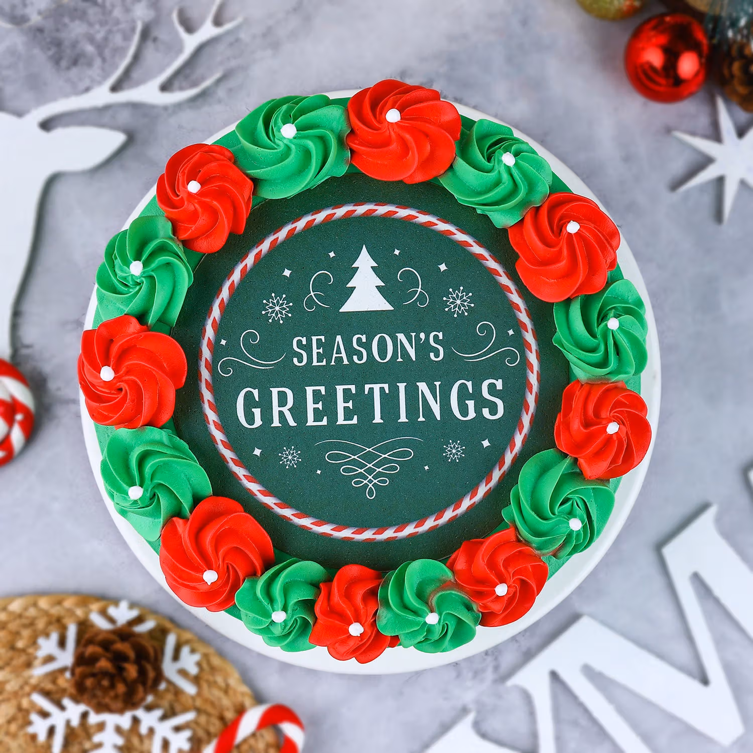 Festive Season's Greetings Chocolate Cake - 1 Kg Round Delight