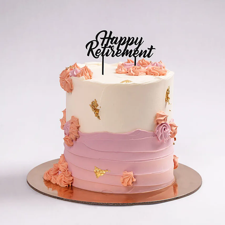 Pastel Elegance Retirement Red Velvet Cake