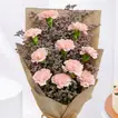 Exquisite Pink Carnation Bouquet & Chocolate Cake for Mom