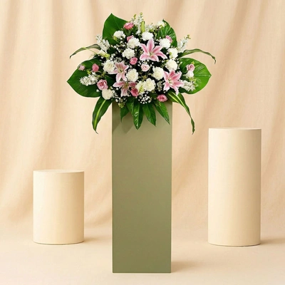 Heartfelt Condolence Mixed Flowers Grey Stand