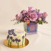 Customized Birthday Cake and Elegant Purple Bloom Set