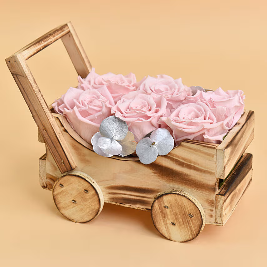 Lovely Forever Roses In a Cart For Valentine
