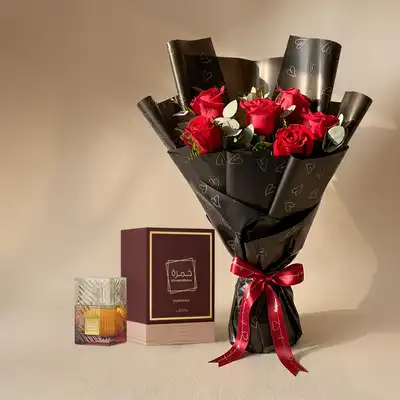 Heartfelt Love Combo: Luxurious Roses & Unisex Perfume