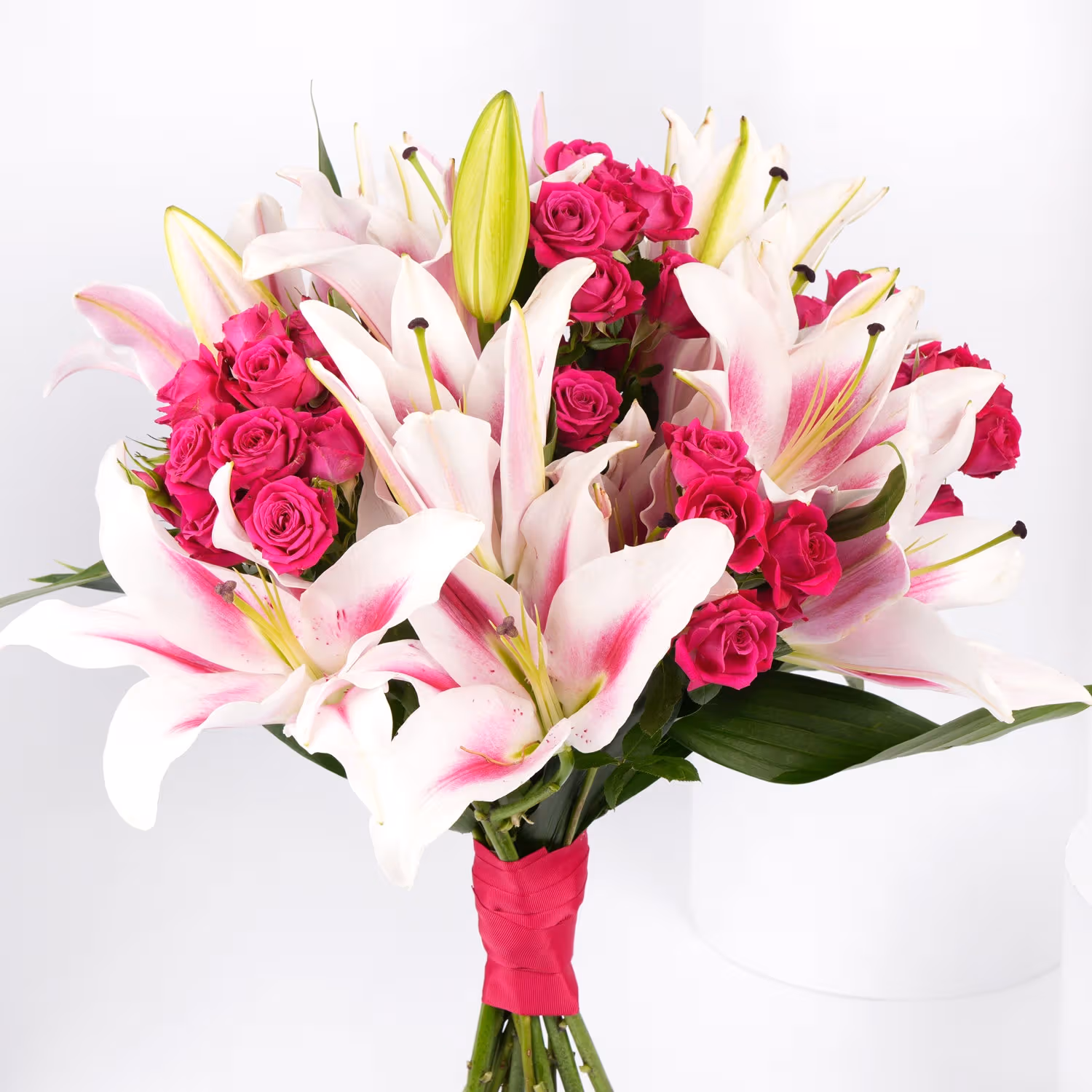 Pink Lily and Baby Rose Bouquet - Fragrant Embrace