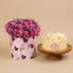 Exquisite Purple Rose & Cake Celebration Combo - Chocolate