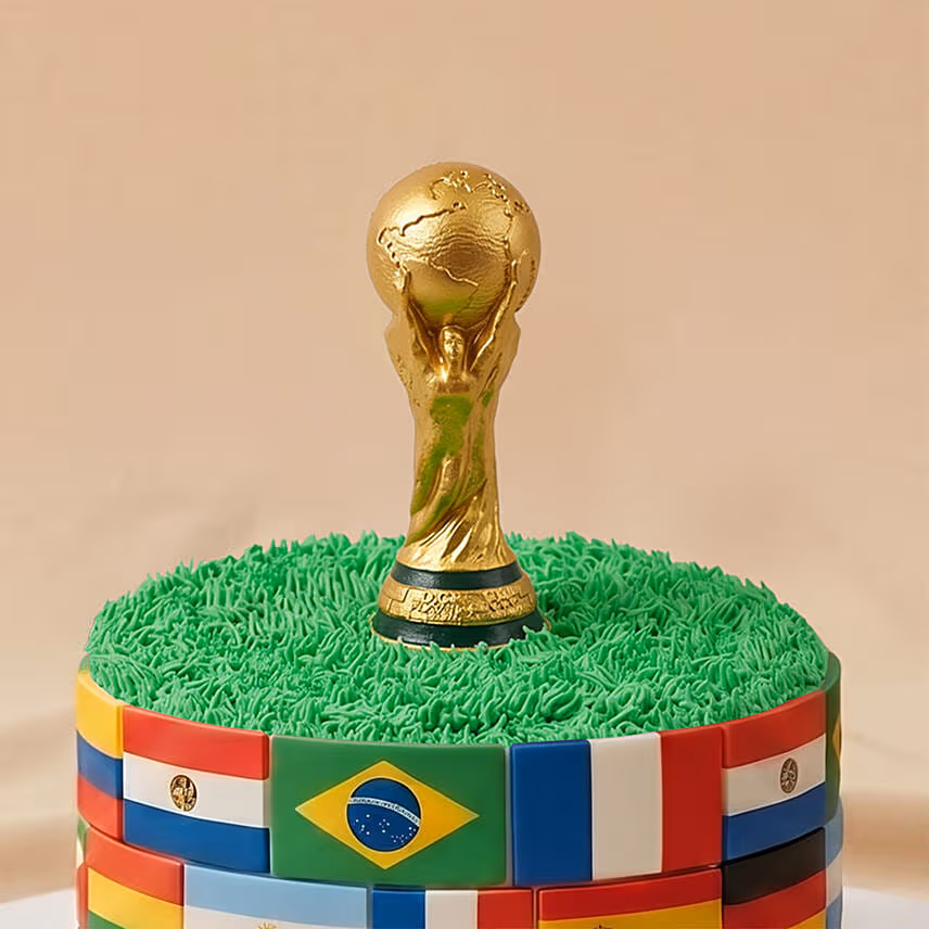 World Cup and Flags Chocolate Cake - 1 Kg