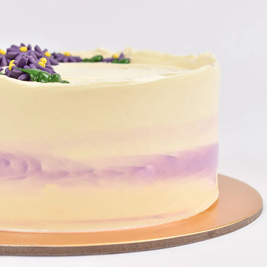 Purple Aster Flowers Vanilla Cake One Kg
