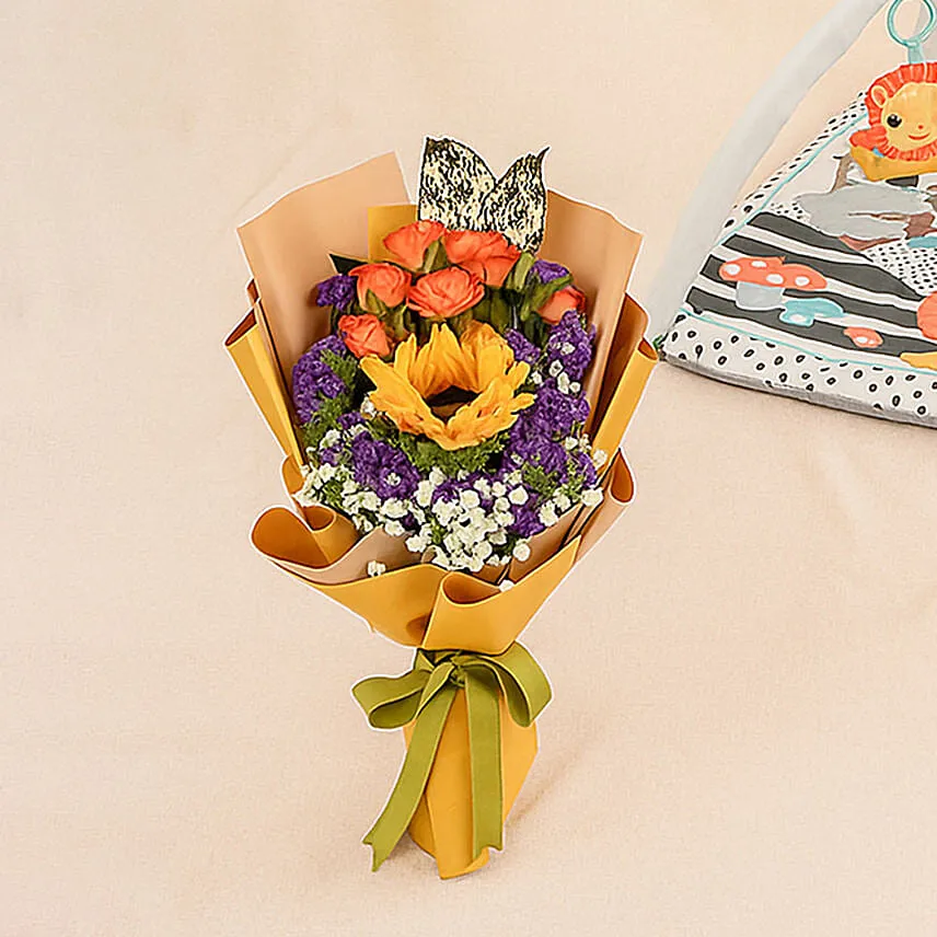 Square Game Mat With Flower Bouquet