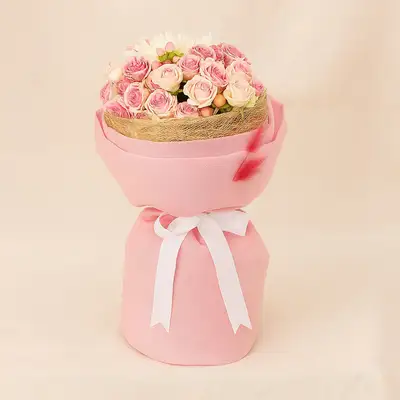 Elegant Graduation Wish Bouquet - Celebrate with Pink Roses & Chrysanthemums